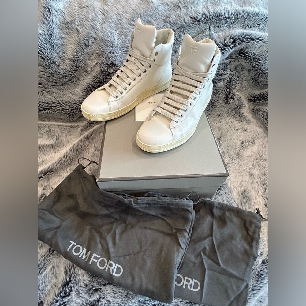 TOM FORD HIGH TOP SNEAKERS, WORN ONCE- LIKE NEW CONDITION. EYE CATCHING SHOES!!